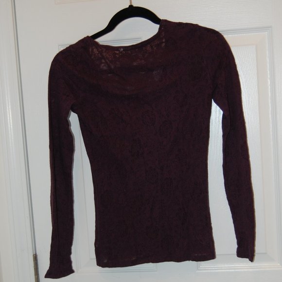 Martin & OSA Women's Brown Flower Print Long Sleeve Sheer Shirt Size M - Picture 2 of 7